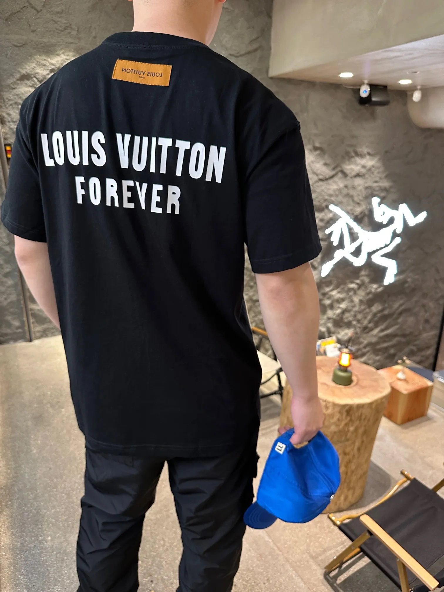 Louis Vuitton/Louis Vuitton 22ss fake pocket letter printed short sleeves